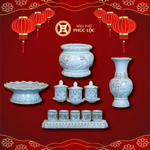 Bộ Đồ Thờ Bạch Liên Hoa