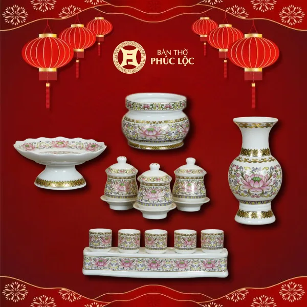 Bộ Đồ Thờ Sen Hồng